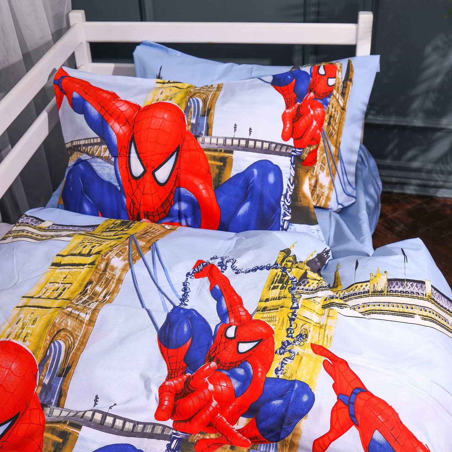 Комплект постільної білизни дитячий MirSon 110х140 см 17-0890 Spider-Man City Light Бязь (2200012389089)